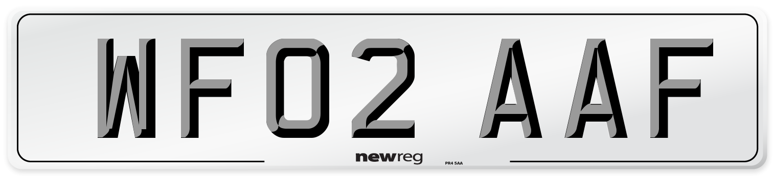 WF02 AAF Number Plate from New Reg